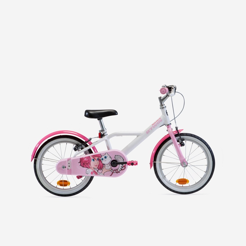 DWp7YkCRcT Infantil Btwin 500 Doctor Girl 16" Blanca Rosa Bicicleta - Imagen 1
